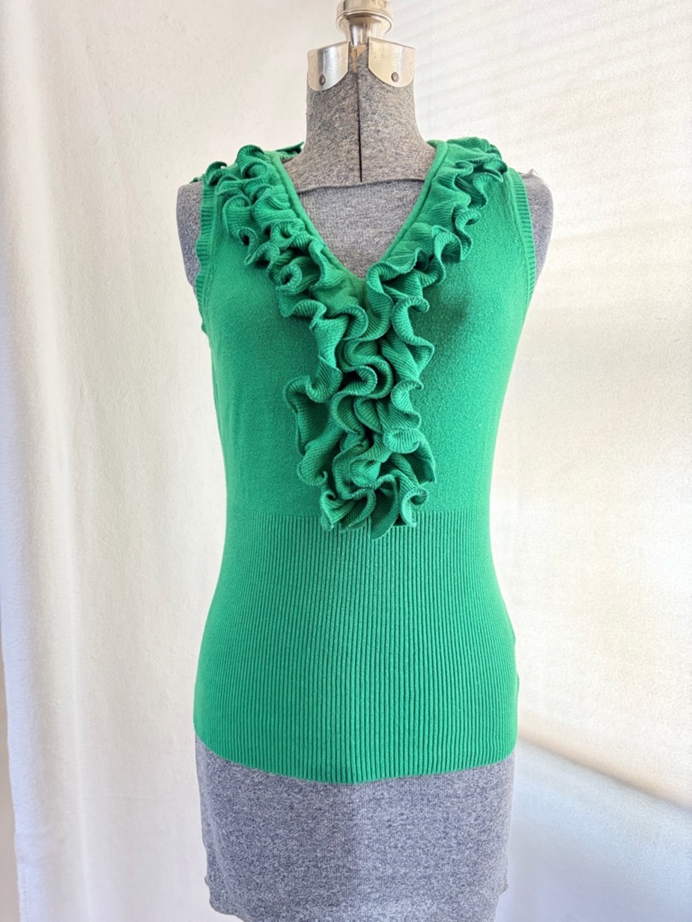 Vila Milano stretchy sleeveless sweater with ruffle neckline